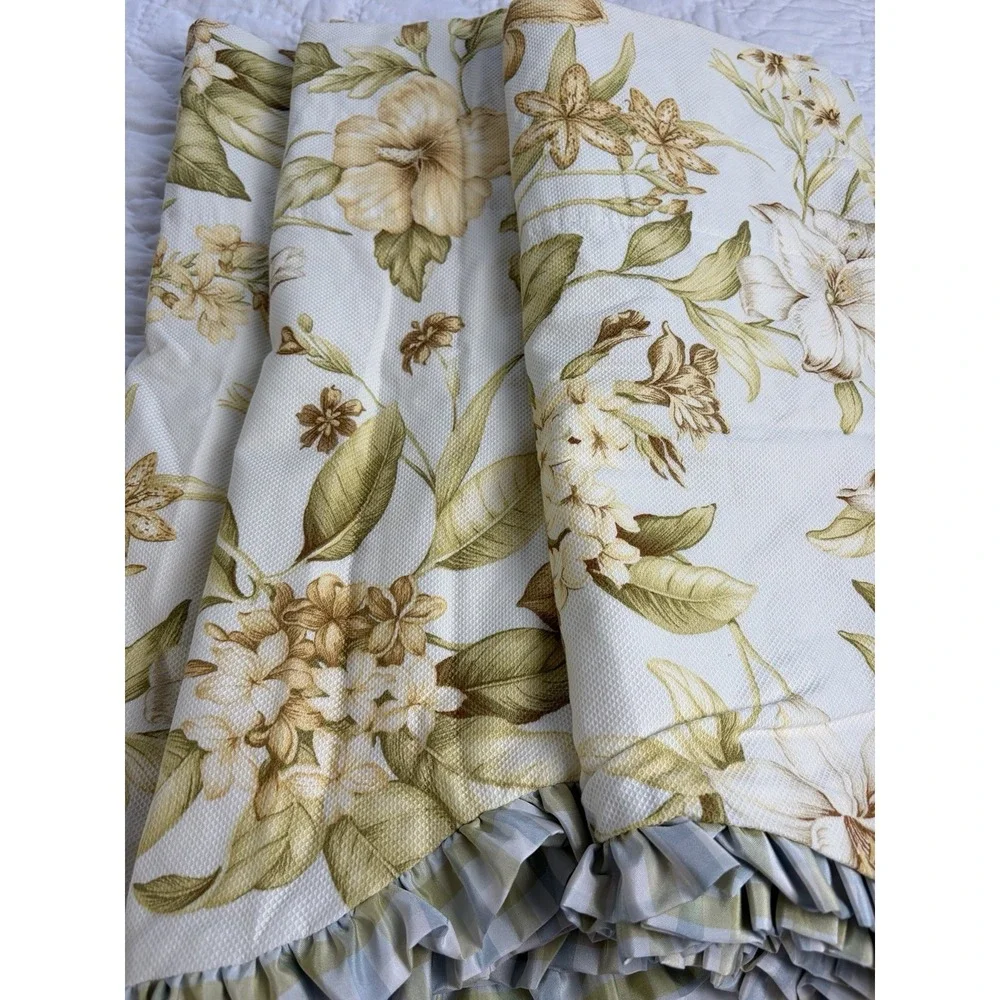 Williamsburg Waverly Valances Magnolia & Dogwood Lined Taffeta Gingham Trim (3)